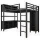 preview thumbnail 32 of 50, All-in-One Metal Loft Bed with L-Shaped Desk & Wardrobe, Bedrooms Bed Frame with Storage Cubes, Shelves, Full-Length Guardrails