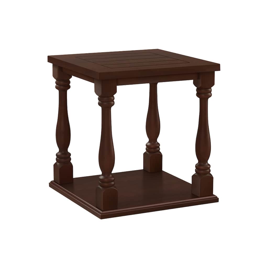 Accent Table, 2 Tier, End, Side Table, Square, Nightstand, Bedroom, Lamp, Veneer, Traditional