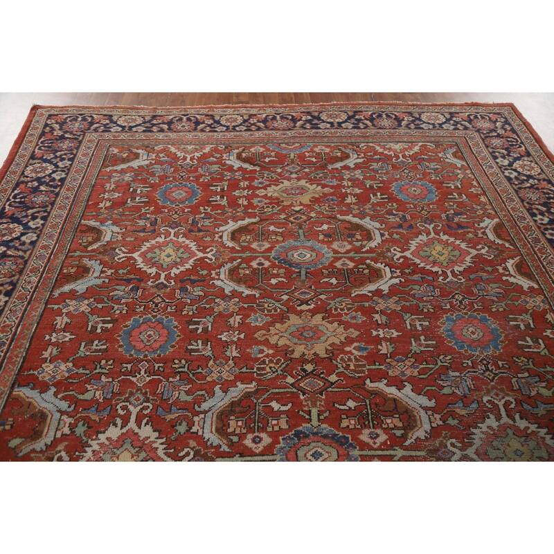 Pre-1900 Antique Mahal Persian Area Rug Handmade Wool Carpet - 7'11"x 11'2"