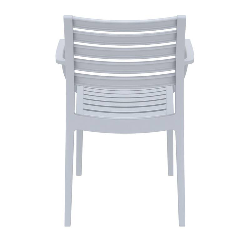 33" Silver Stackable Outdoor Patio Dining Arm Chair