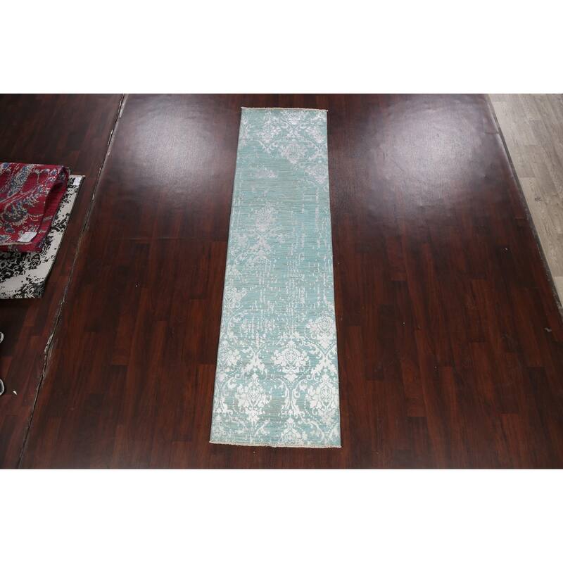 Vegetable Dye Art & Craft Oriental Runner Rug Hand-knotted Wool Carpet - 2'8" x 9'11"