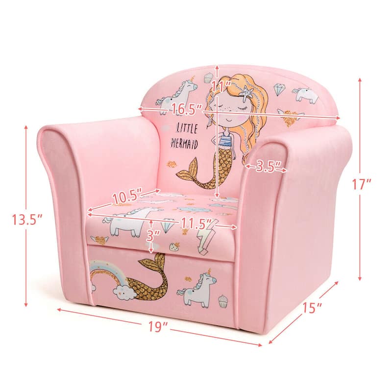 Gymax Kids Mermaid Sofa Children Armrest Couch Upholstered Chair - See Details