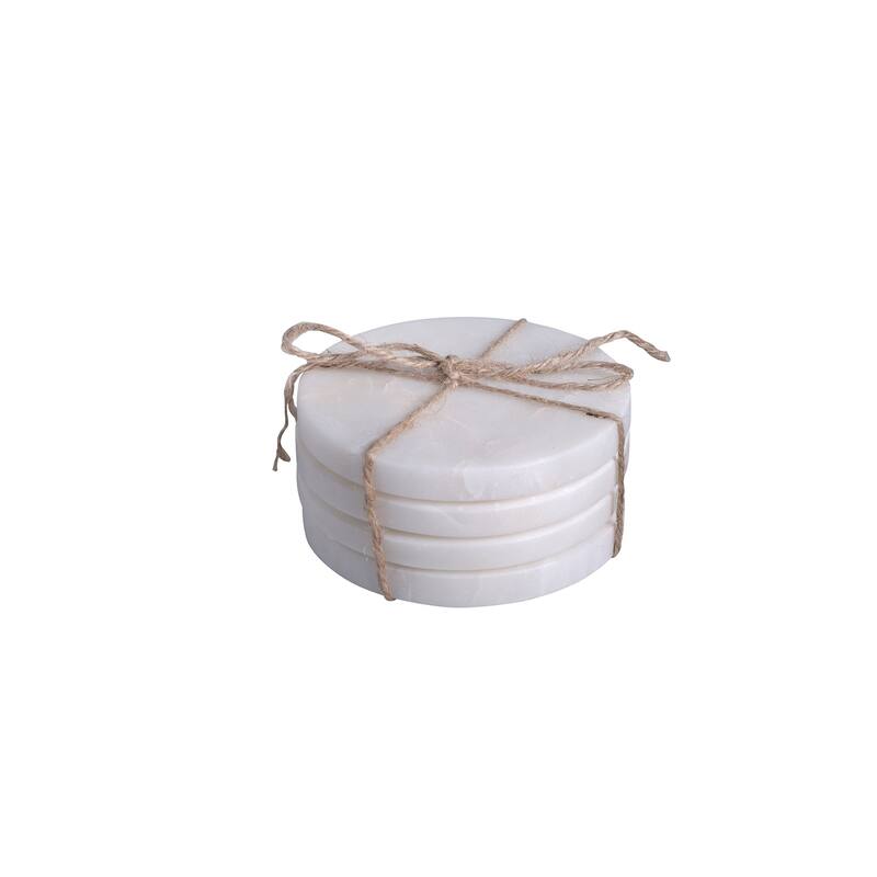 Set of 4 Marble Round Coasters - WHITE