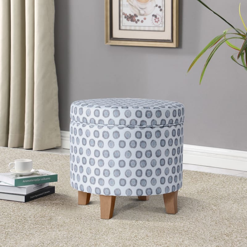 Carson Carrington Hnifsdalur Round Storage Ottoman - Small Medallion Ikat Print