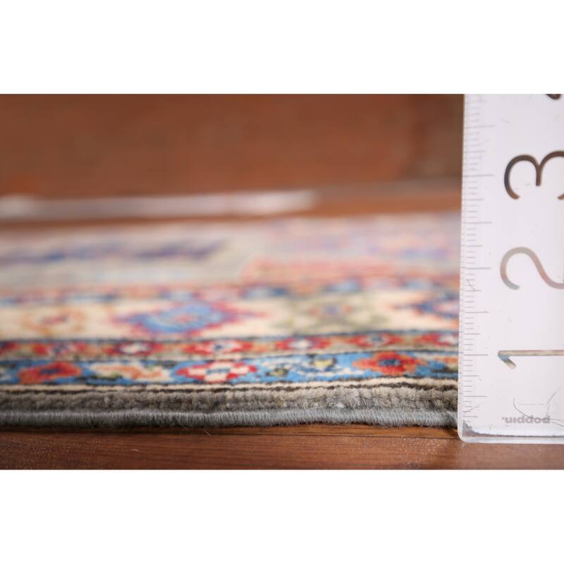 Geometric Kazak Accent Rug Hand-Knotted Traditional Wool Carpet - 3'2" x 5'0"