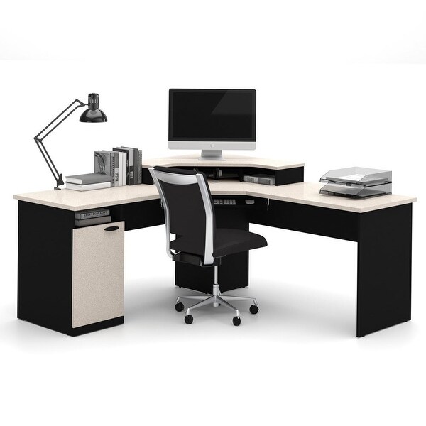 Bestar Hampton L shaped Tiered Laminate Corner Computer Desk Bed Bath Beyond 8590834