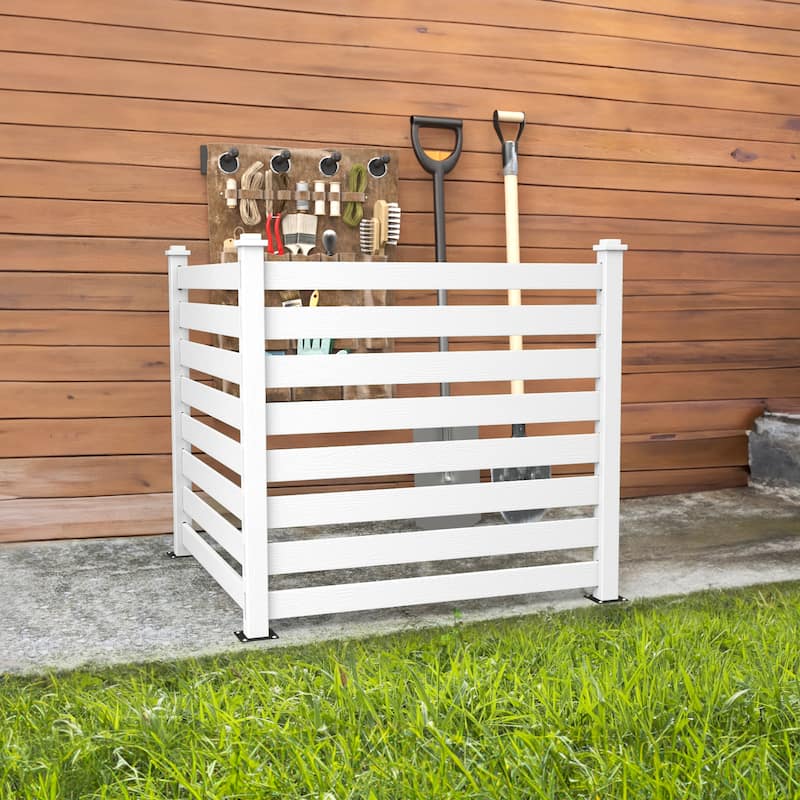 LUE BONA 38 in. x 46 in. Garden Fence Panels Outdoor 2 Panels Recycled Plastic Privacy Air Conditioner Fence