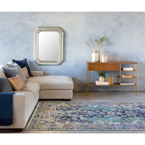 slide 2 of 6, Hand-Knotted Umbriel Wool Area Rug - 9' x 13' 9' x 13' - Teal