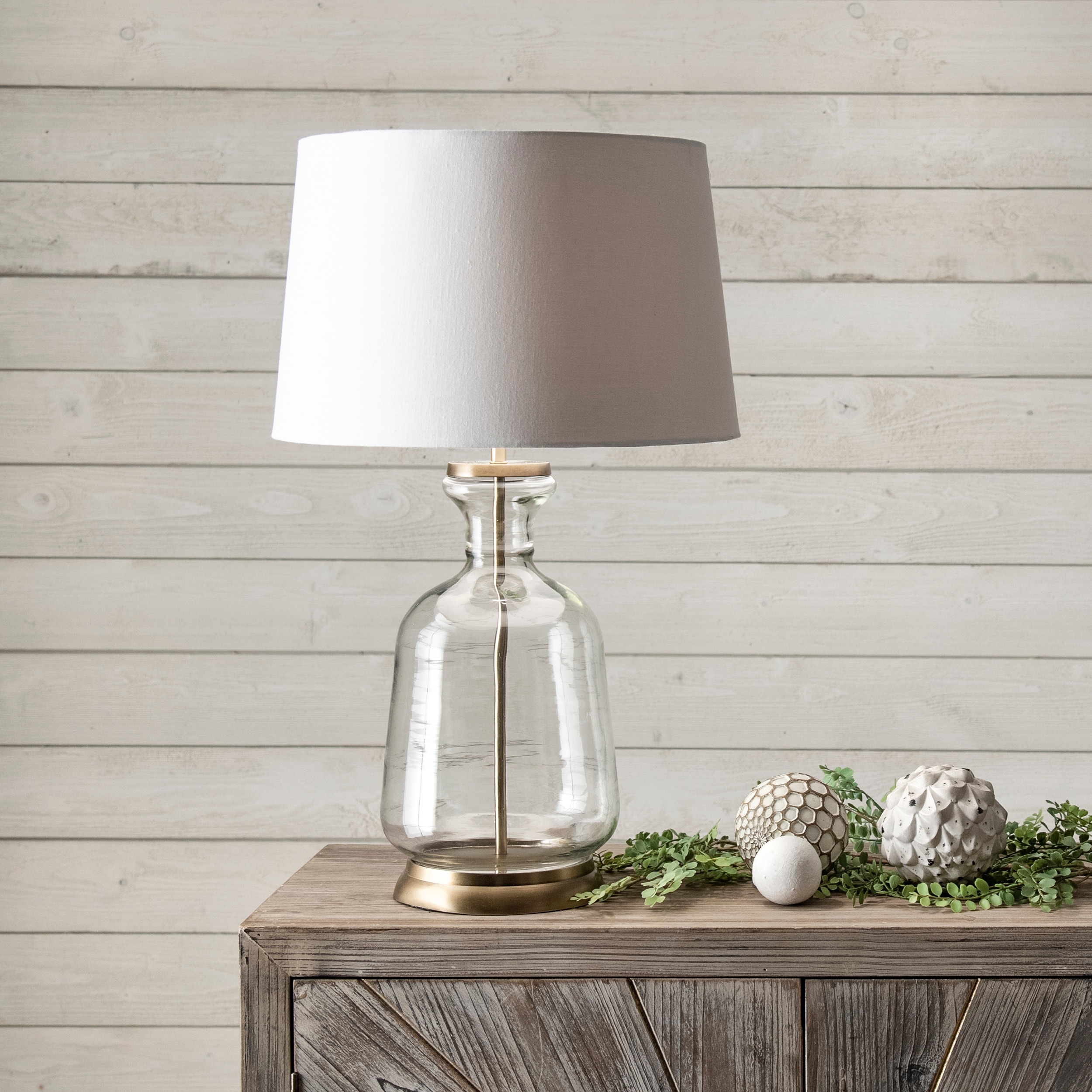 Nuloom 24" Emma Clear Glass Cotton Shade Gold Table Lamp - 15"W x 15"D x 24"H