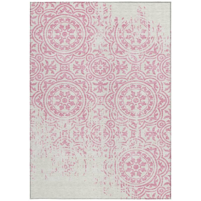 HomeRoots Medallion Transitional Rectangle Outdoor Rug