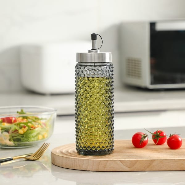 Hobnail Set 2 Erogatori Olio E Aceto 16 Oz Con Tappo In Metallo - Vetro Di Design Per Cucina E Tavola - 4