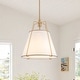 preview thumbnail 21 of 91, Mid Century 4-Light Conical Fabric Shade Lantern Pendant Ambient Light 15in - Brass Finish-White Shade