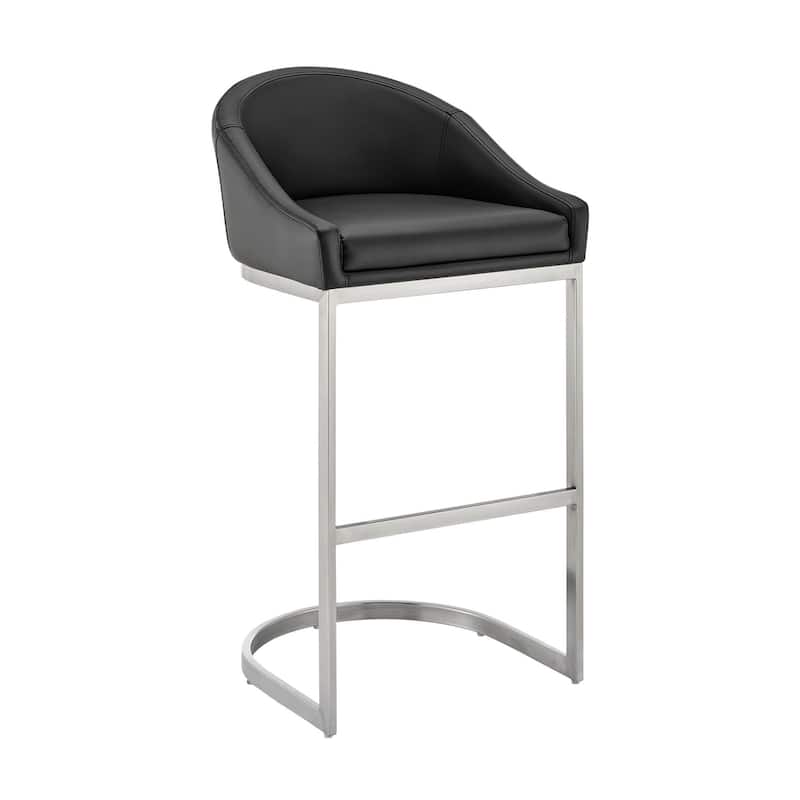 Katherine Upholstered Metal Bar or Counter Height Stool with Cantilever Base