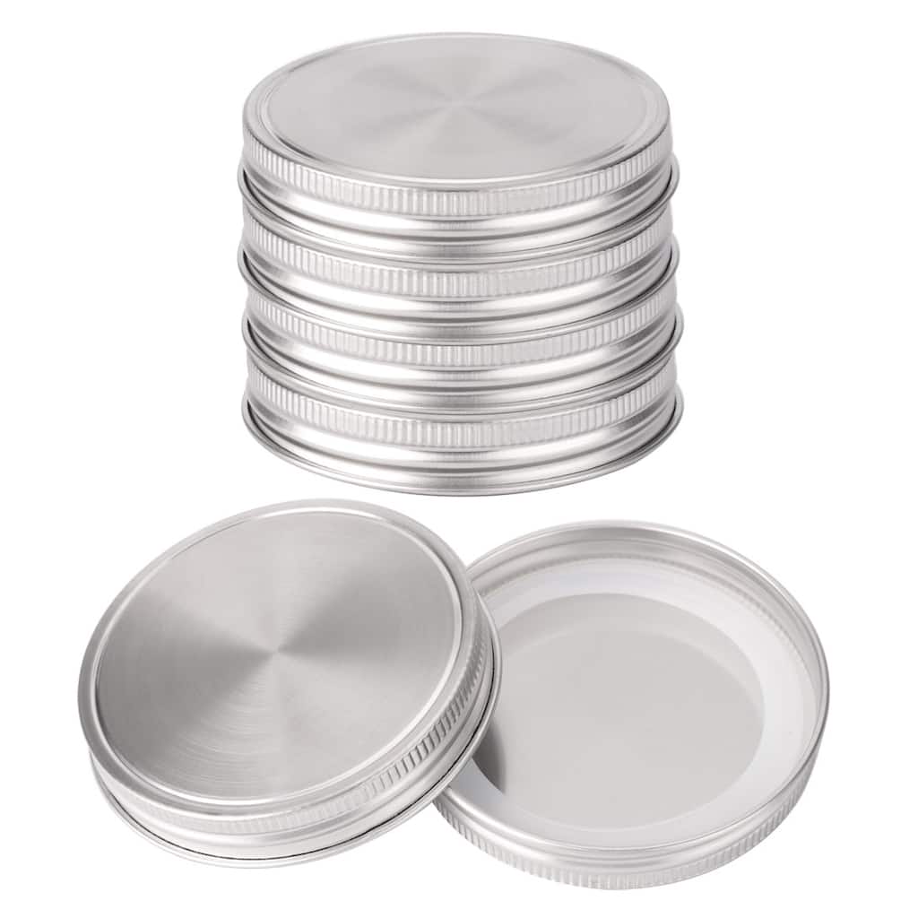 6pcs Stainless Steel Wide Mouth Mason Jar Lids with Sealing Rings