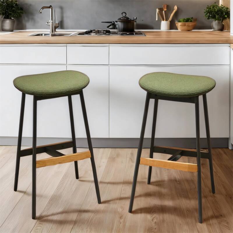 Backless Fabric Upholstered Counter Height Bar Stools,Set of 2