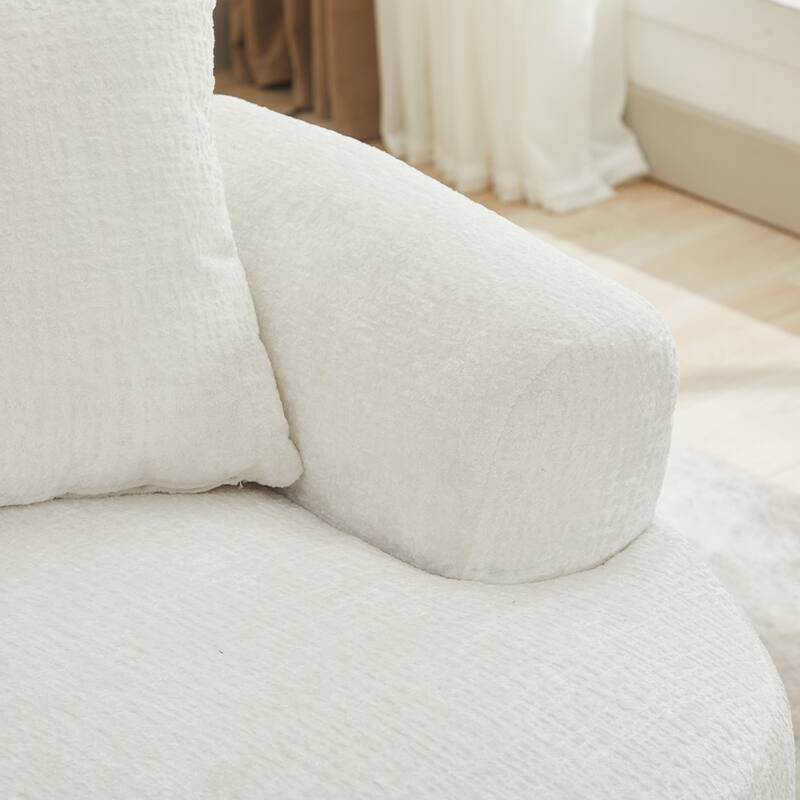 63.2" Modern Small Loveseat Sofa, Chenille Boneless Couch, Deep Seat Sofa with 3 Pillows