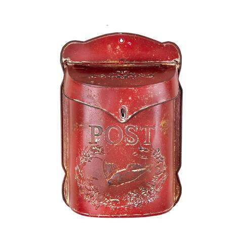 Red Embossed Tin "Post" Letter Box