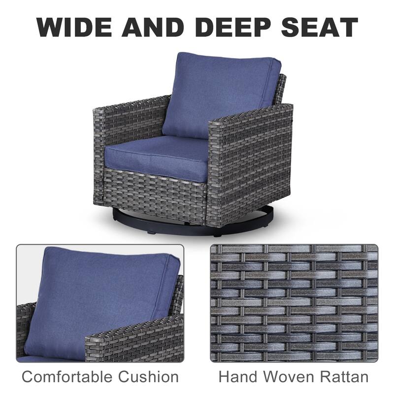 4 Swivel Chairs with Fire Pit Table
