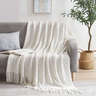 Textured white throw clearance blanket