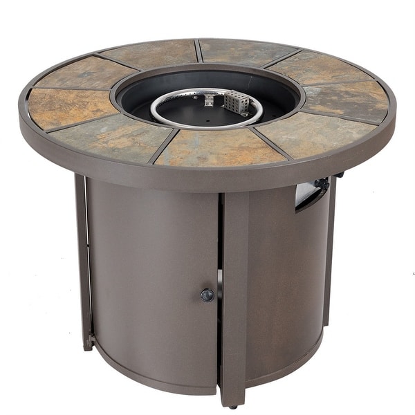 Shop Costway 32 Round Outdoor Propane Gas Fire Pit Table 30 000