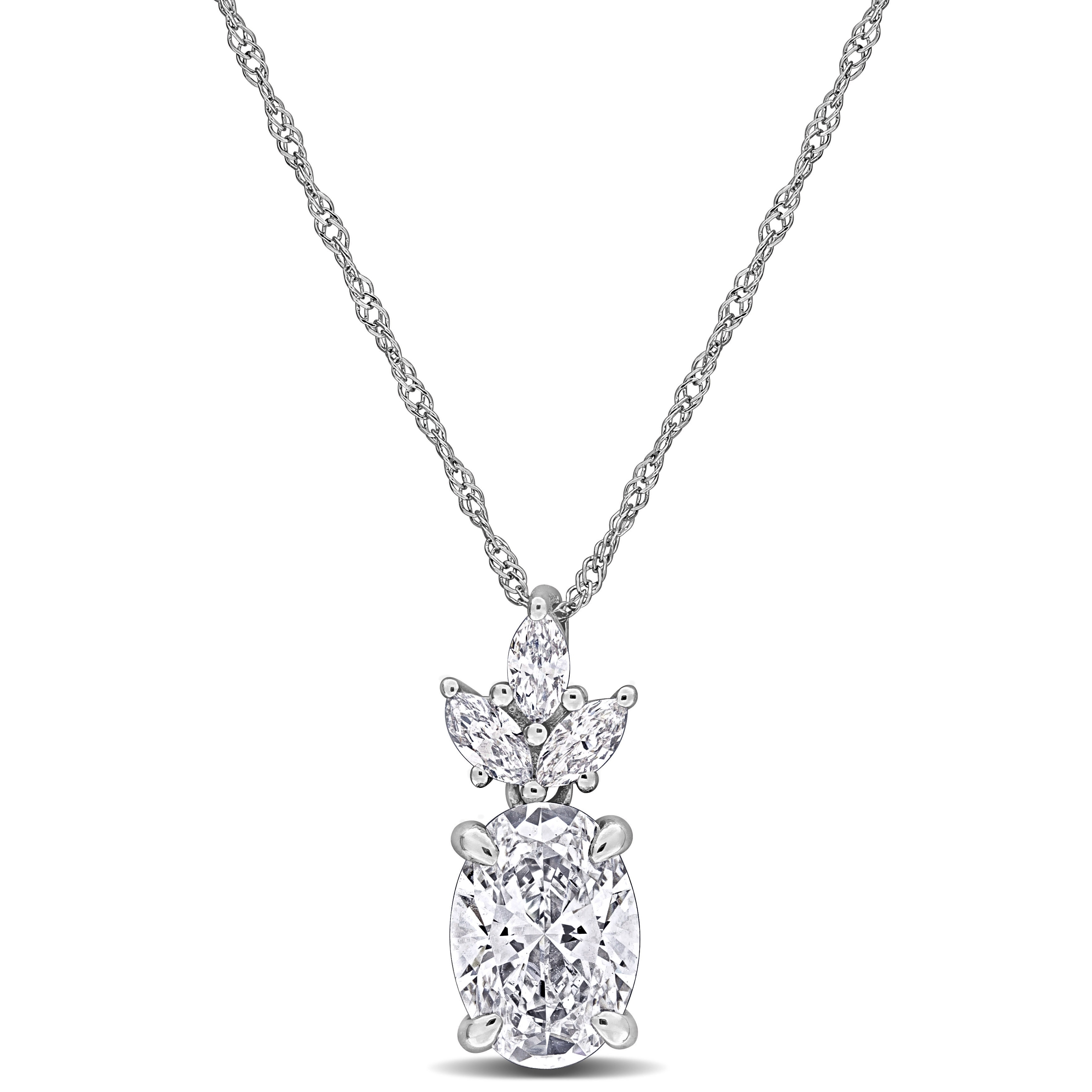 Miadora 1 2/5ct TW Lab-Grown Diamond Necklace 14k White Gold