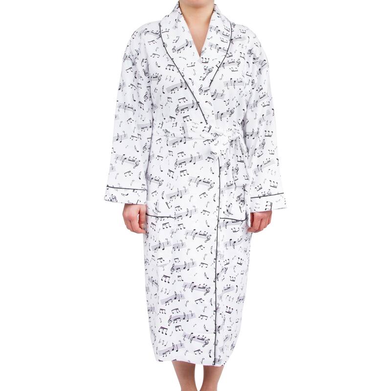 Leisureland Women's Cotton Flannel Novelty Long Robe Music Notes On Sale Bed Bath & Beyond