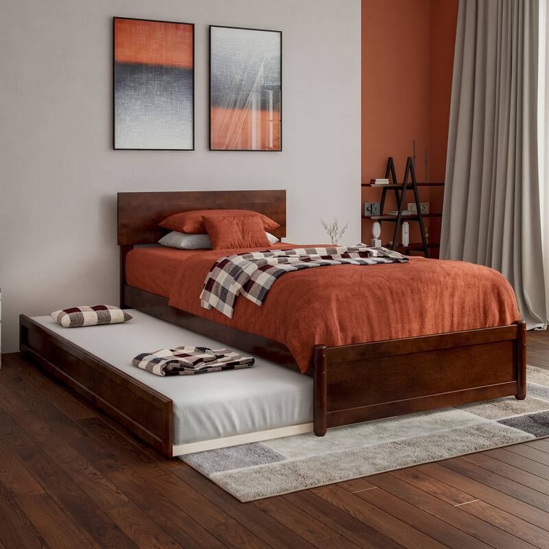 Wesley Platform Bed with Panel Footboard and Twin XL Trundle