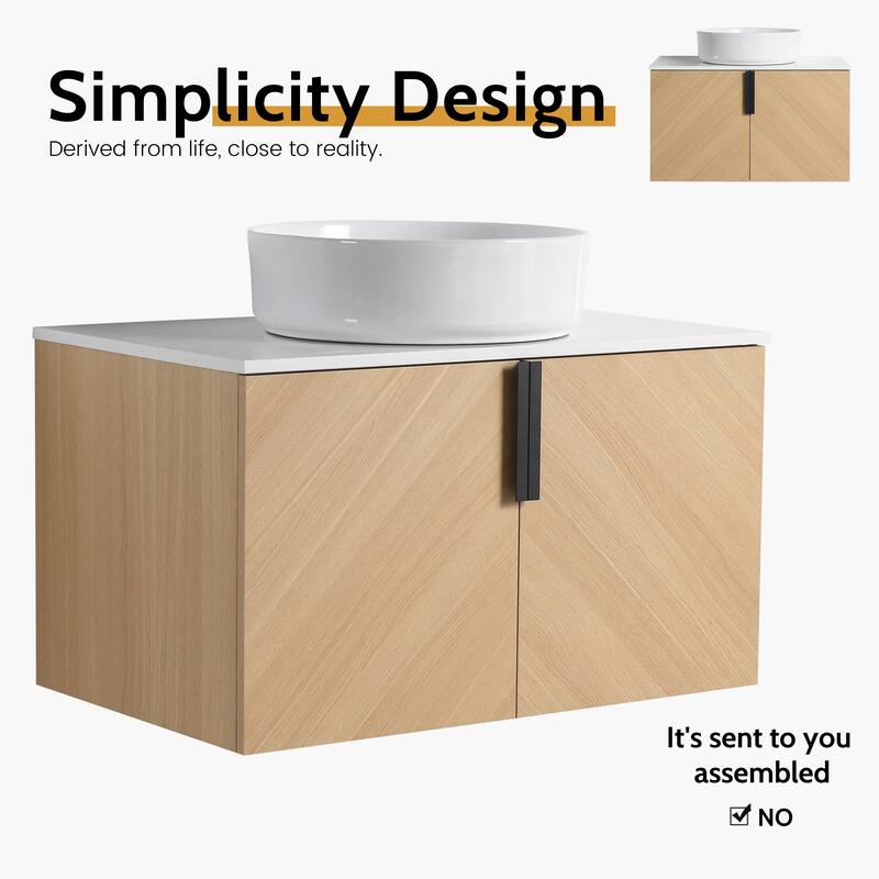 Bathroom Vanity With Sink In 30/36 Inch, Floating Bathroom Vanity With 2 Soft Close Doors