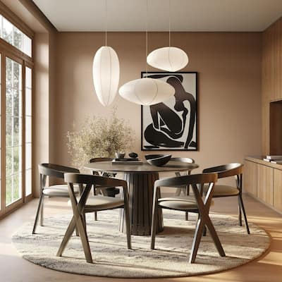 Modrest Weiss Mid-Century Modern Wenge Round Dining Set