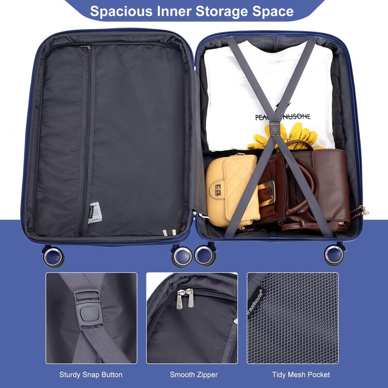 Durable Polypropylene Hardshell Suitcase Set with 360° Spinner Wheels & TSA Lock (20/24/28)