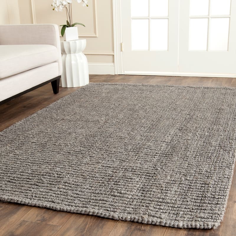 SAFAVIEH Jerneja Handmade Solid Chunky Jute Area Rug - 3' x 5' - Light Grey