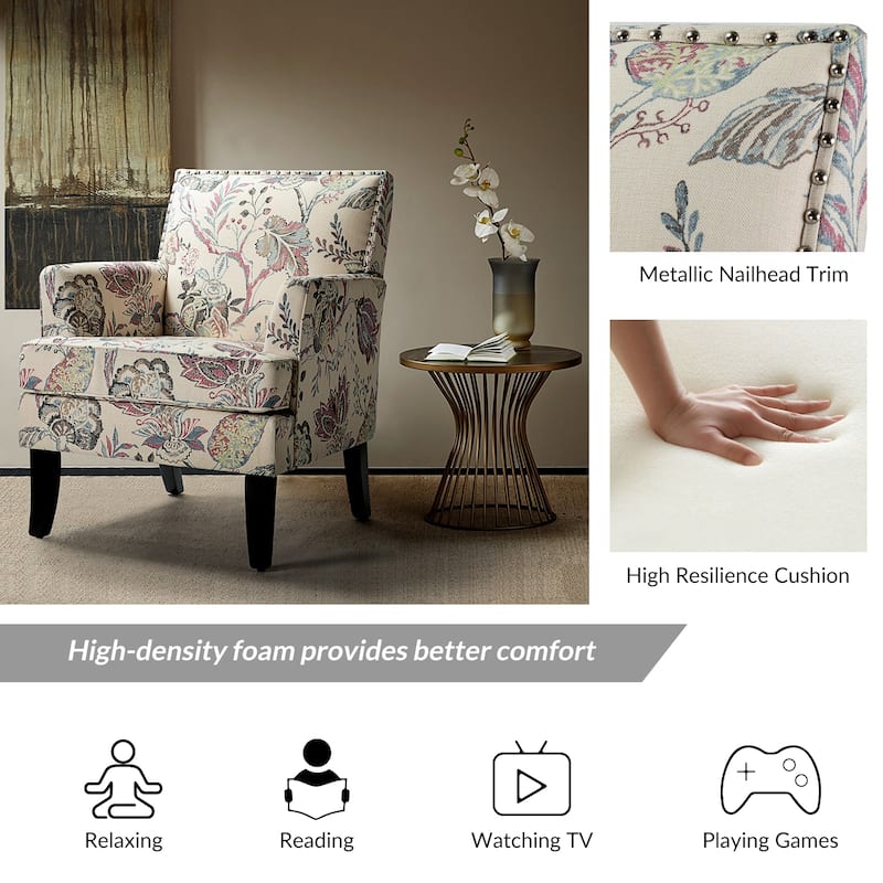 Akorda Classic Armchairs with Nailhead Trim and Solid Wood Legs Set of 2 by HULALA HOME