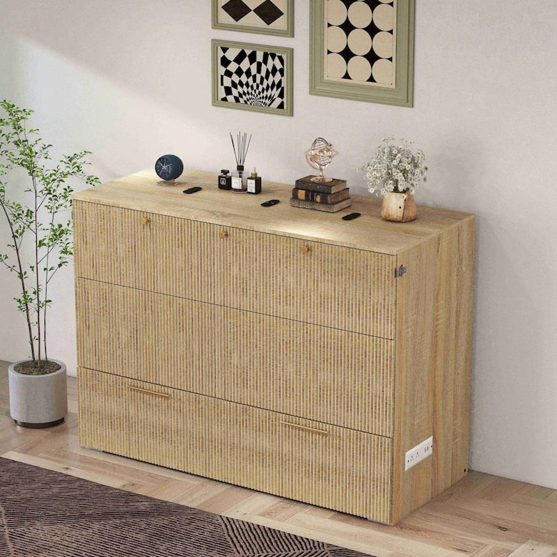 Full Size Murphy Bed with USB Port and a Large Drawer