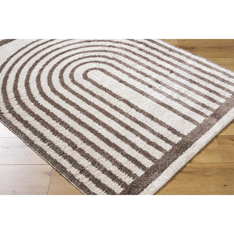 Livabliss Scandinavian Fossay Shag Stripe Washable Area Rug