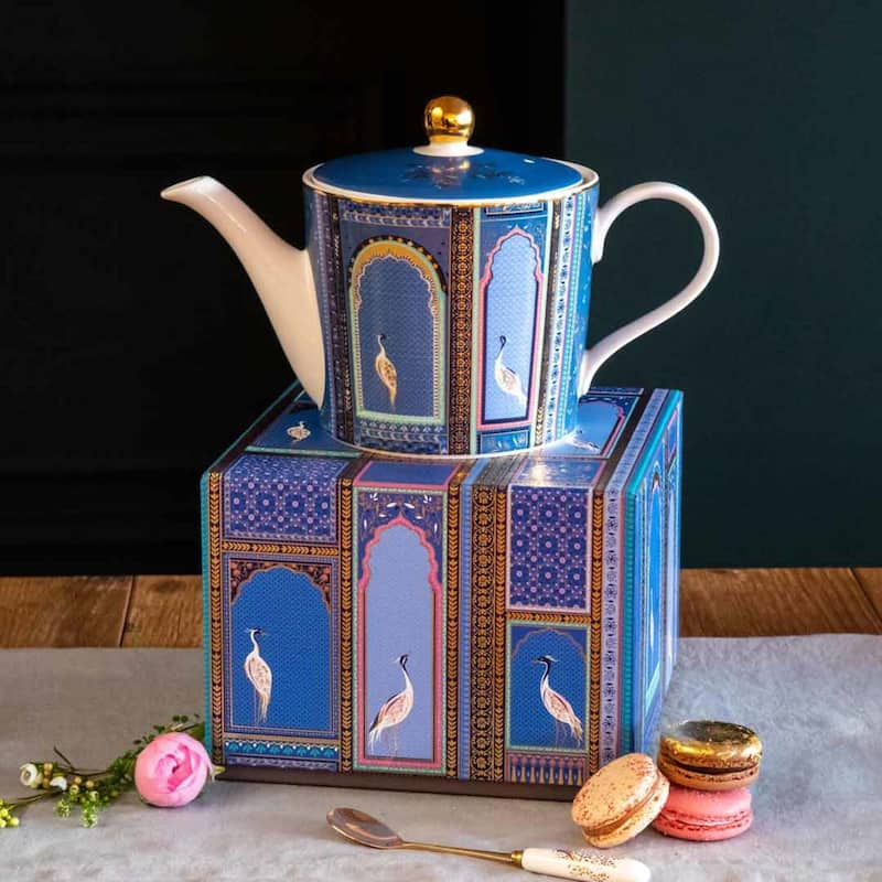 Sara Miller India Lattice Windows Teapot - 37 oz