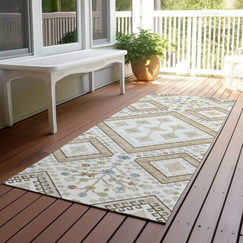 Machine Washable Indoor/ Outdoor Boho Milli Chantille Rug - Ivory - 2'3" x 7'6"