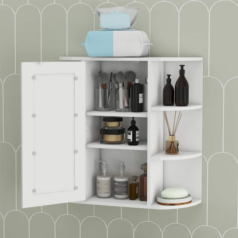 Wall Mounted Bathroom Cabinet w/ Mirror Door and 3 Adjustable Shelves