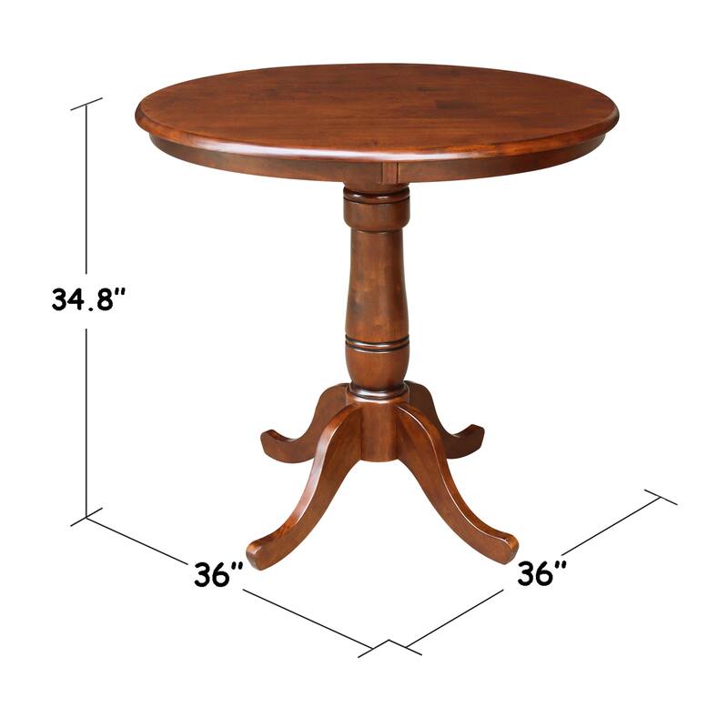 36" Round Pedestal Counter Height Table with 2 Madrid Stools - Mocha - 3 Piece Set