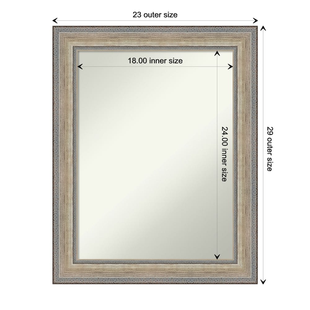 Fleur Silver Non-Beveled Wood Framed Bathroom Vanity Wall Mirror - Fleur Champagne Silver