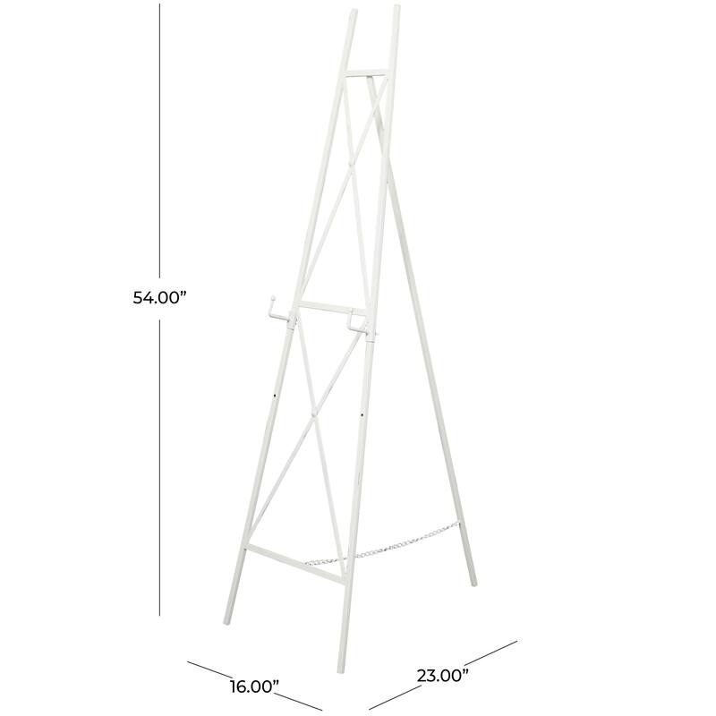 White Metal Tall Adjustable 2 Tier Display Easel with Chain Support