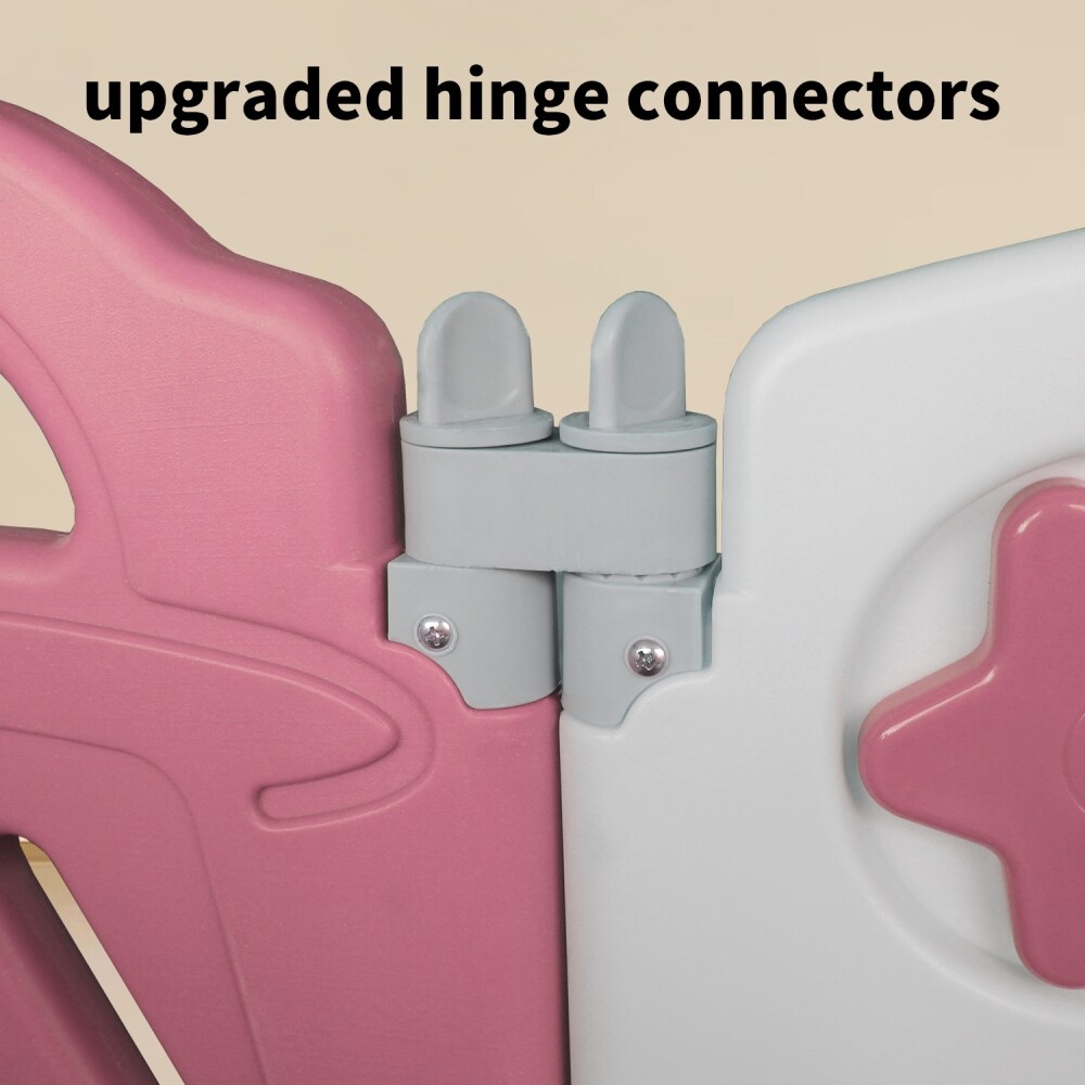 22-Panel Pink and White Foldable Baby Playpen with Safety Lock