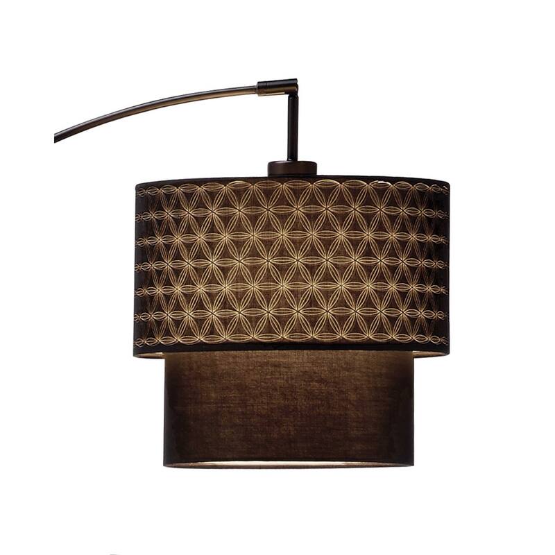 Metal Arched Floor Lamp with Fabric Drum Shade Adjustable Height Rotary Switch - 35” x 13” x 71” (D x W x H)