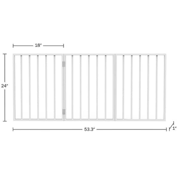 dimension image slide 3 of 5, 3-Panel Indoor Foldable Dog Gate - 54x24-Inch Wood Freestanding Pet Fence