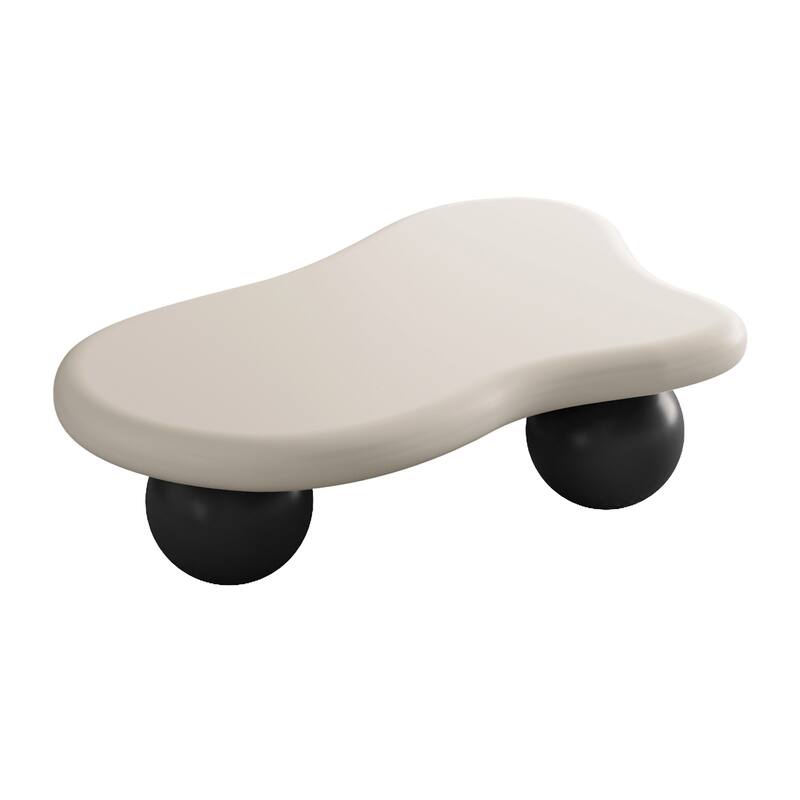 47 Inch Cloud Shaped Coffee Table with 3 Ball Legs for Living Room