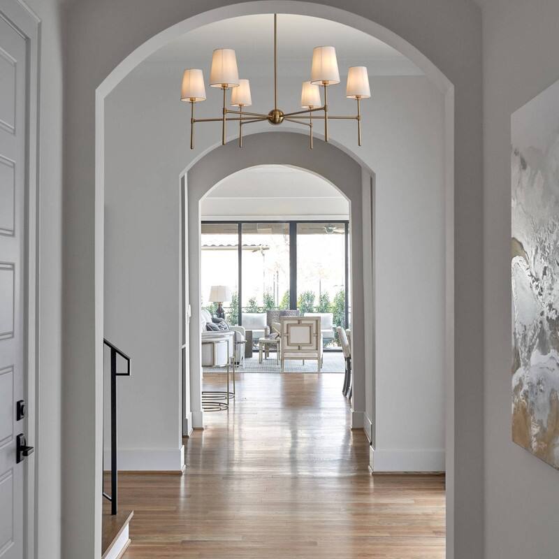 KAYLA 6-Light Chandelier, 42" Wide Modern Dining Room Light Fixture - Gold