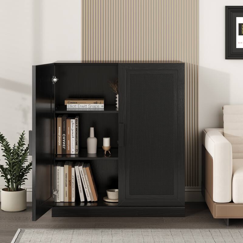 Modular Sideboard Cabinet with Storage Buffet Cabinet with Rattan Doors for Living Room Kitchen Dining Room Entryway