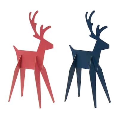 Set of 6 Standing Deer Christmas Tabletop Figurines 12"