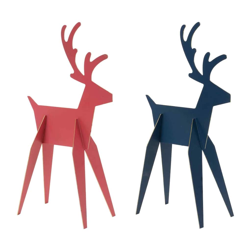 Set of 6 Standing Deer Christmas Tabletop Figurines 12"