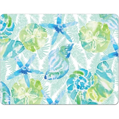 Isla Mona Coastal Designer Flexible Plastic Cutting Board Mat 15" x 11.5", Made in the USA, Decorative, Flexible, Easy to Clean