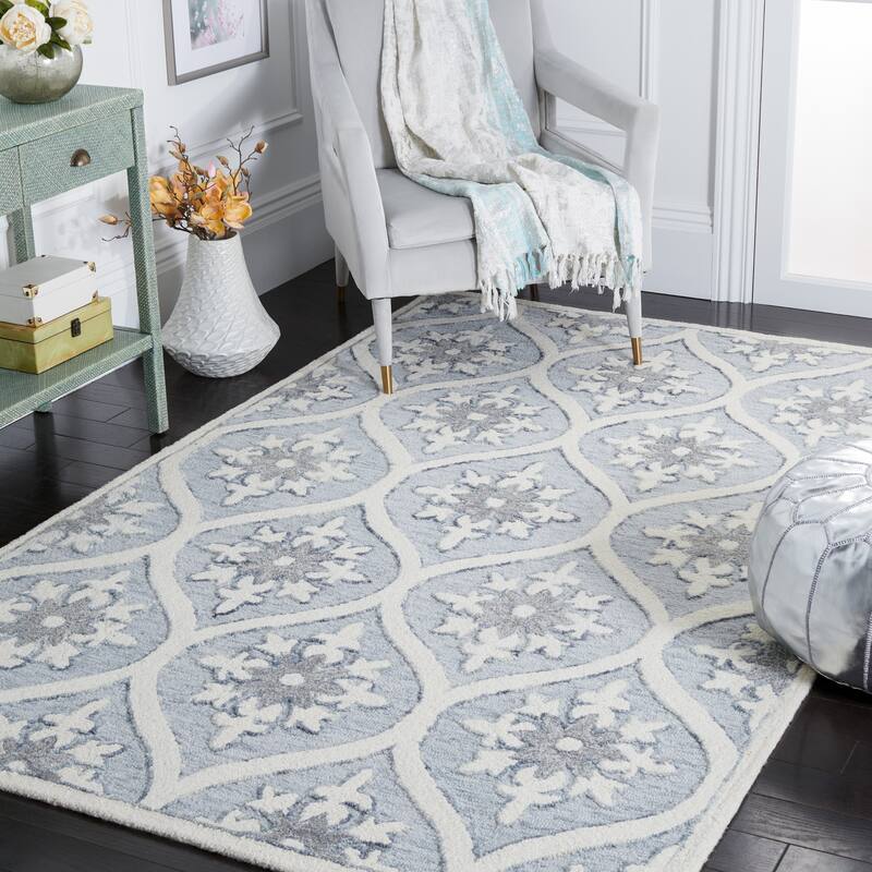 SAFAVIEH Handmade Metro Olguta French Country Wool Rug - 3' x 5' - Grey/Ivory